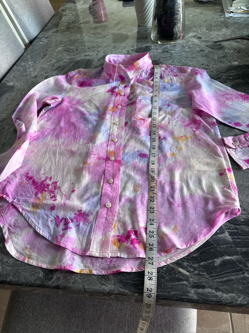 Anthropologie Pilcro Women's Pink Tie-Dye Button-Up Shirt - Lightweight Top - Picture 2 of 12